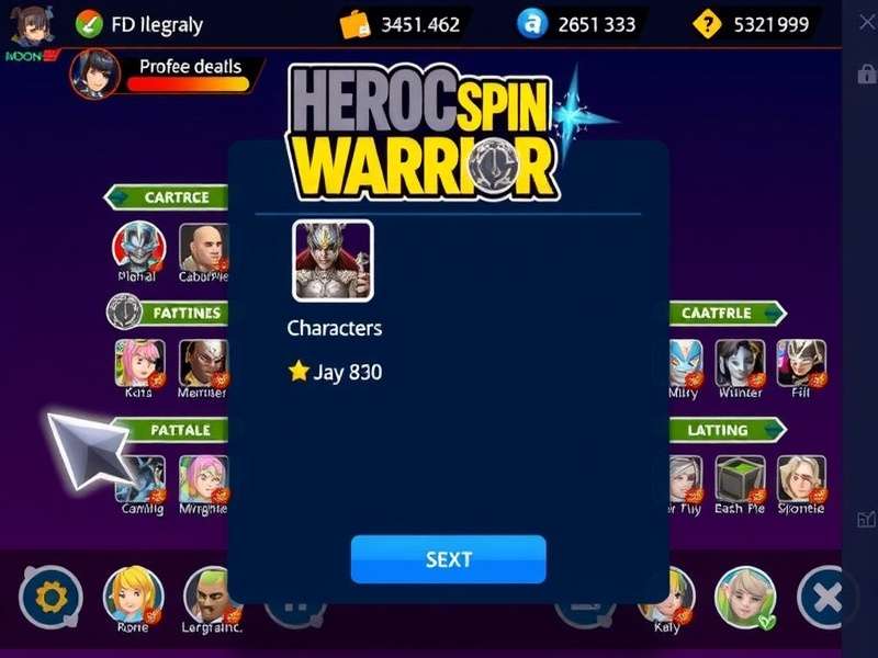 Heroic Spin Warrior Character Selection Screen